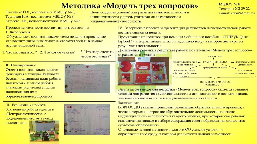 МБДОУ № 8, Методика _Модель трех вопросов_