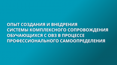 Опыт создания и внедрения системы комплексного сопровождения обучающихся с ОВЗ в процессе профессионального самоопределения